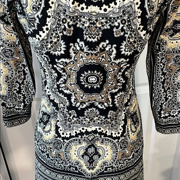 J. McLaughlin Monochrome Patterned Long Sleeve Dress - Picture 6 of 8